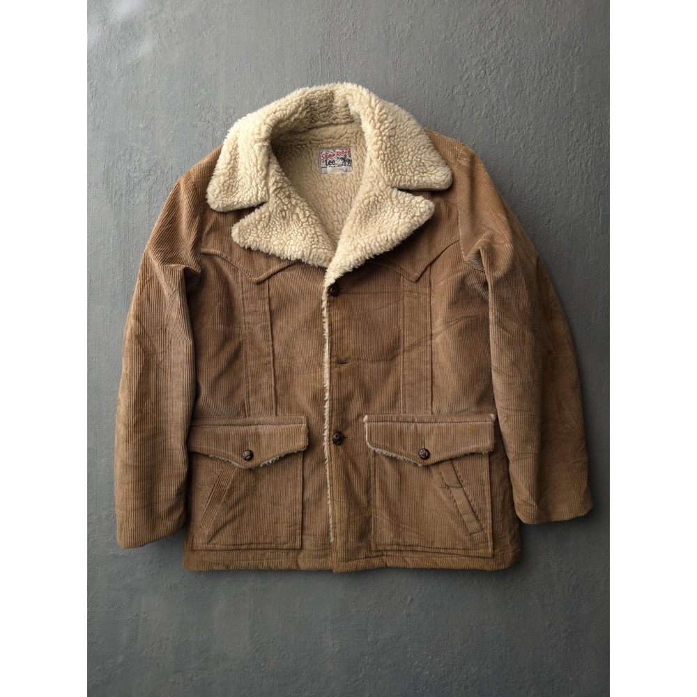 Vintage 1970s Lee Storm Rider Beige Corduroy Fleece Lined Barnstormer Coat 42 - Picture 14 of 14